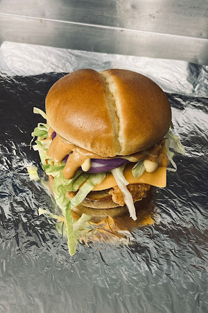 Double Double Burger at Habibz Corner — two juicy halal patties with fresh toppings