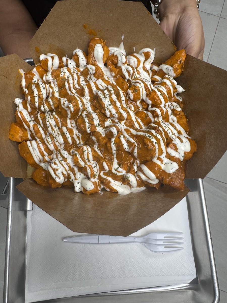 Shawarma Poutine at Habibz Corner — classic poutine with tender shawarma and garlic sauce
