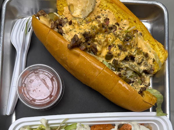 Chopped Cheese Sandwich at Habibz Corner — loaded sandwich with melted cheese and house sauce